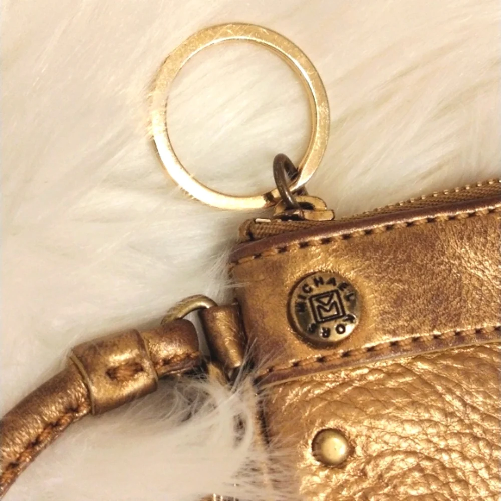Michael Kors GOLD Leather‎ Wrist Pouch Coin Bag 9